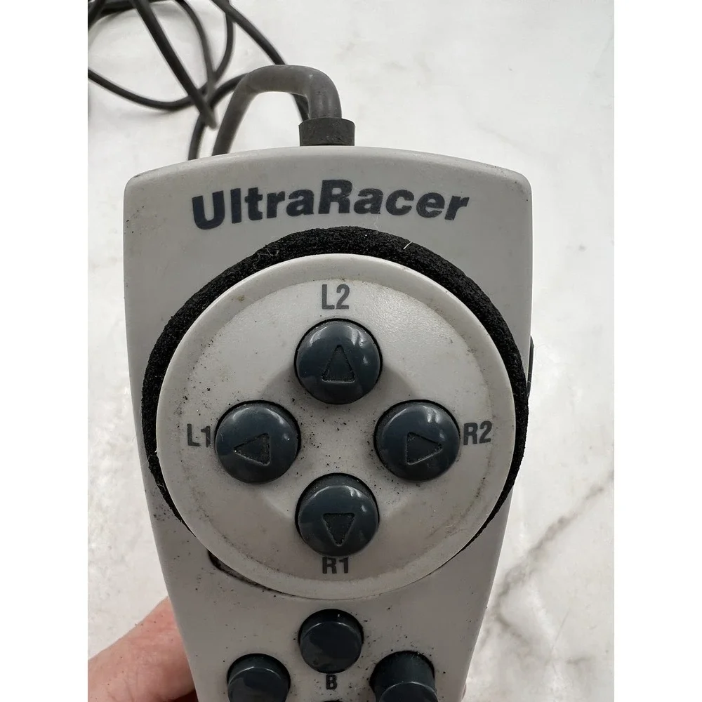 Performance UltraRacer PS1 Controller Wired One Handed Racing Wheel Gray P-102
